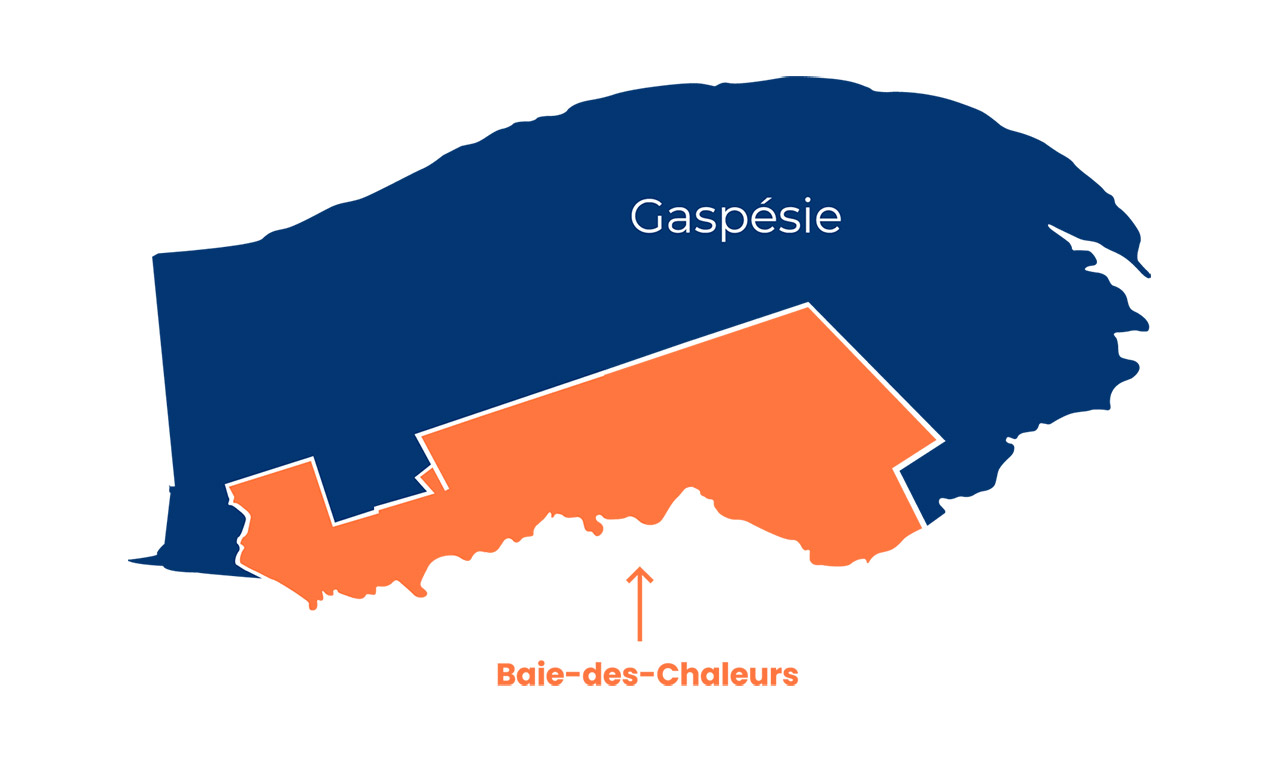 carte de la gaspésie et la baie-des-chaleurs